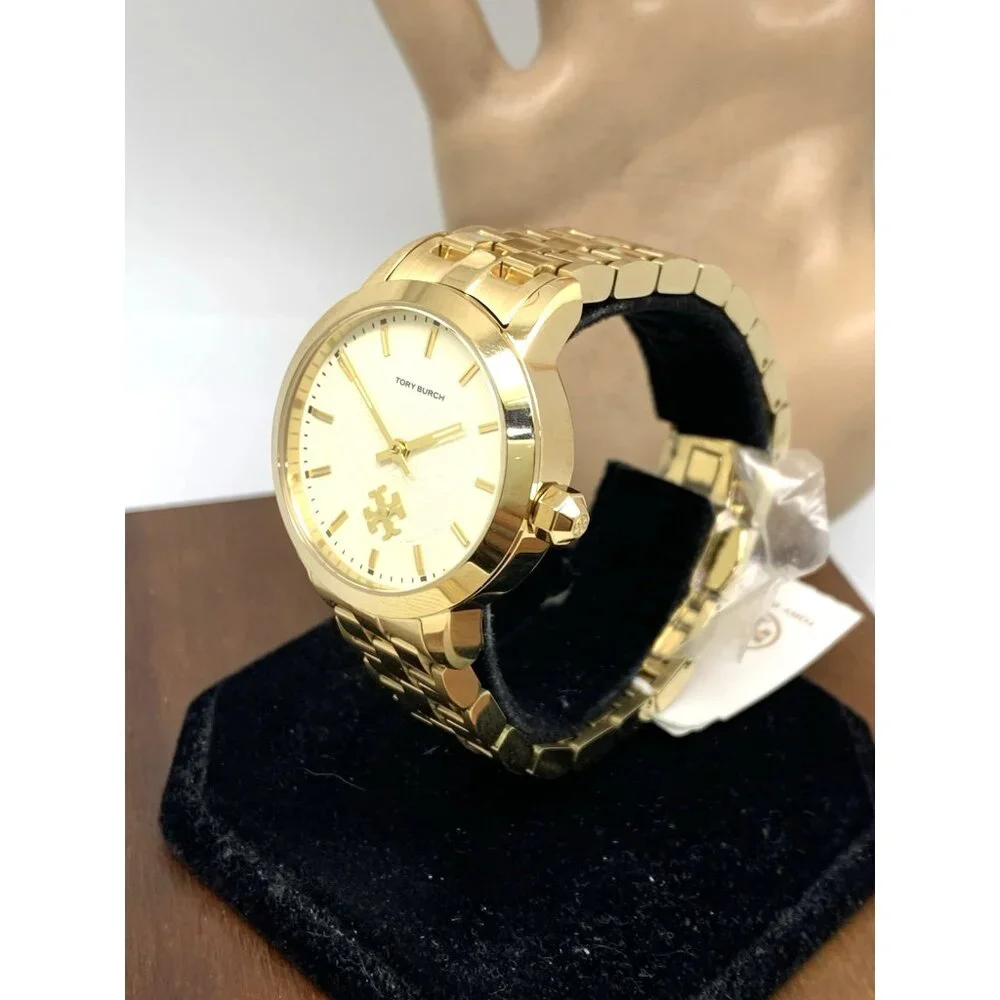 Tory Burch Women's Watch TBW1053 Quartz Cream Dial Gold Stainless Steel 34mm